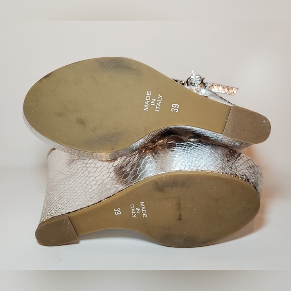 Mangano Italy silver leather platform high heels size 39 Womans Shoe - Picture 6 of 8